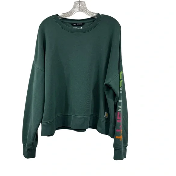 Carhartt Women's Tencel Fiber Series Loose Fit Sleeve Graphic Sweatshirt Balsam - Picture 2 of 11